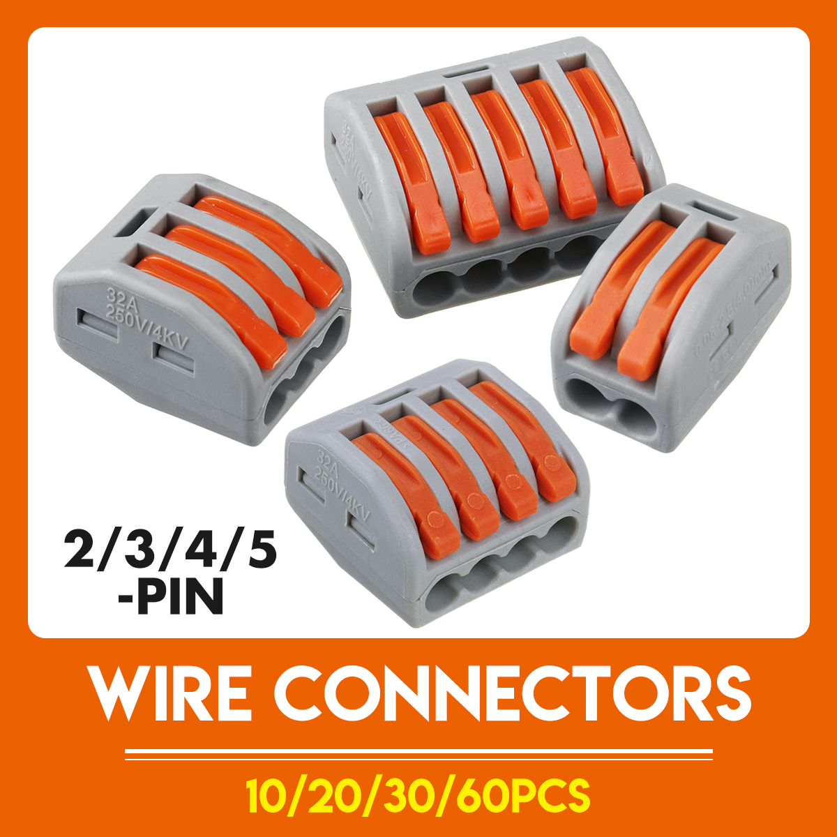 2/3/4 / 5Pin Wire Connettore Terminale Block Conduttore Threader Splitter Universal Connettores Terminali Cavo elettrico Cavo Connettore