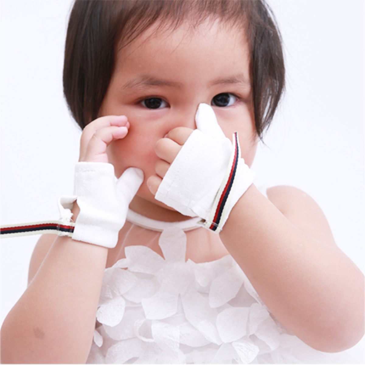 1 paire Sea-island Fibre Thumb Sucking Stop Gants Finger Guard Protector Baby Kids