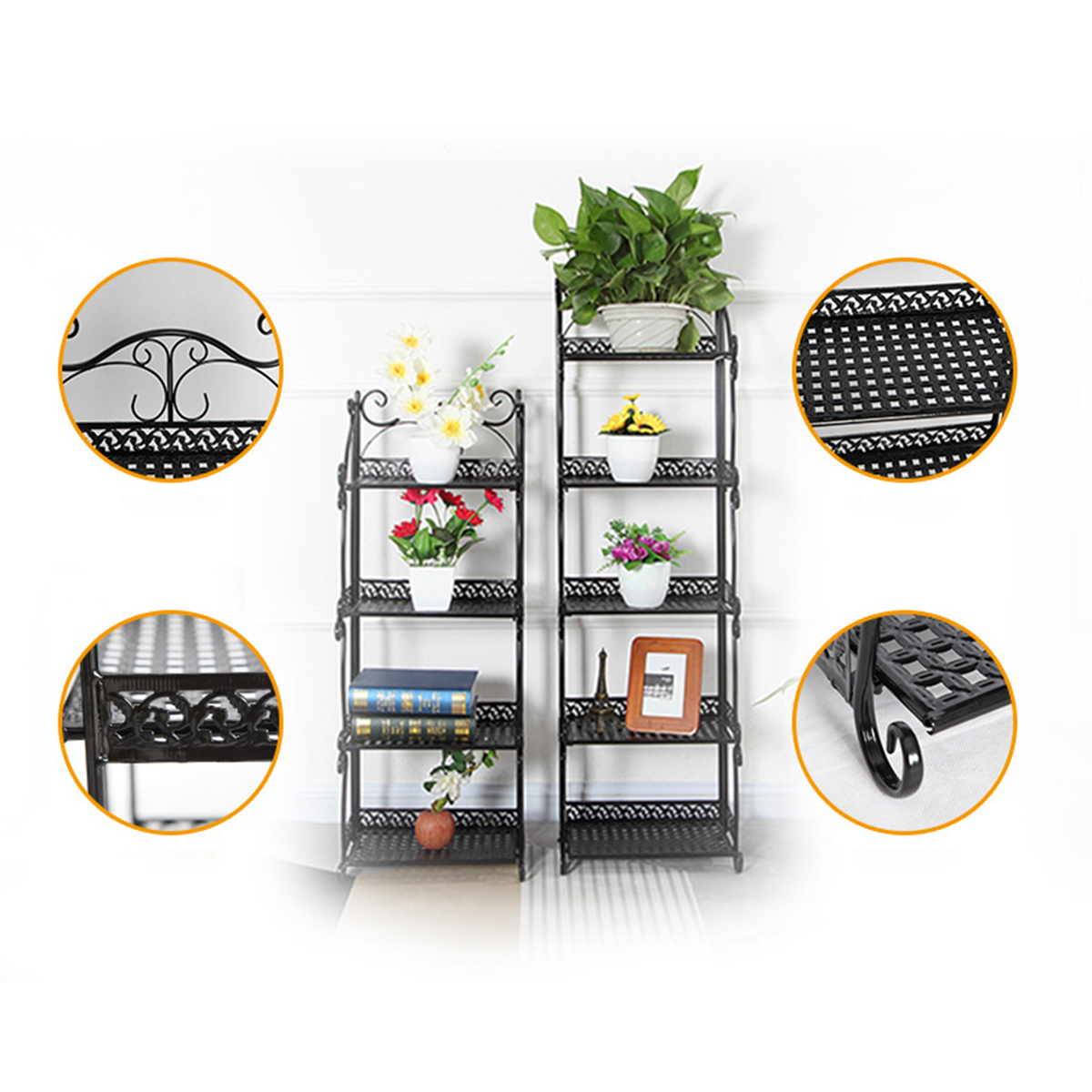 1 Pièce 3/4/5 Niveaux Étagère De Rangement Pliable Nordique Minimaliste Multifonctionnel Étagère De Rangement Supports Supports pour Bureau Maison Chambre Salle De Bains Cuisine Cuisine