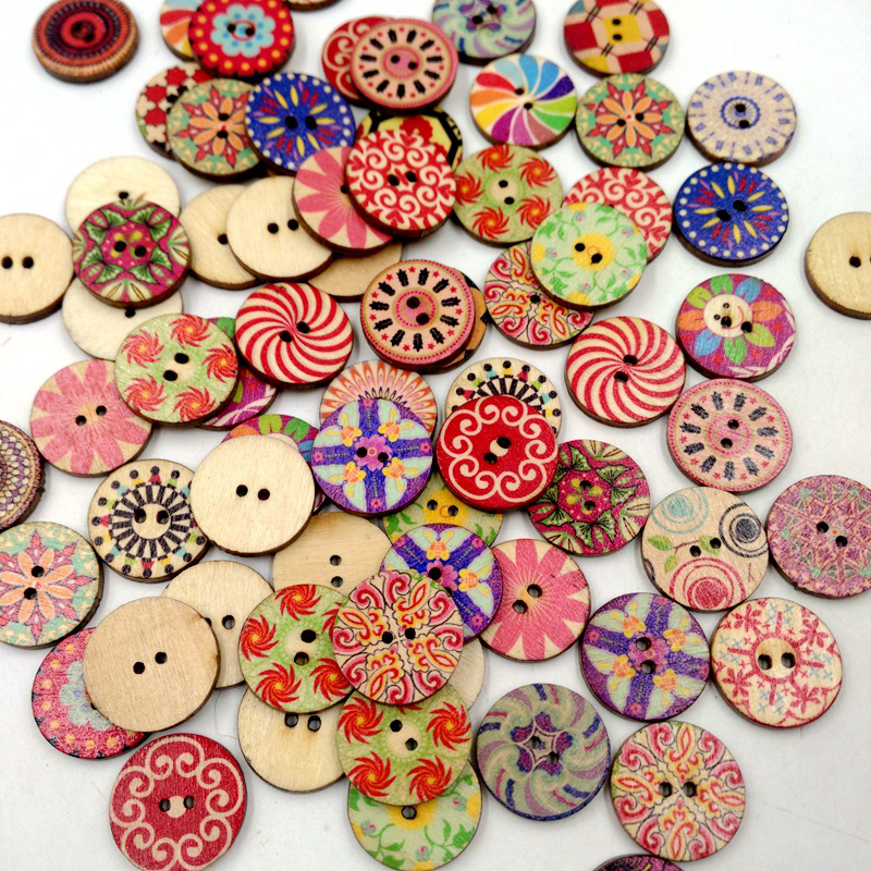 100Pcs Retro Cucito in legno Pulsanti Fai-da-te Borsa Cappello Abbigliamento Decorazione Pulsante per cucire