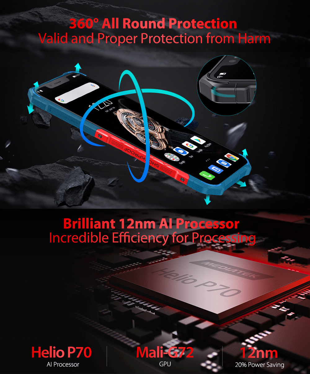 Ulefone Armor 6S,Helio P70 Octa core,6GB RAM 128GB ROM,IP68 IP69K Waterproof