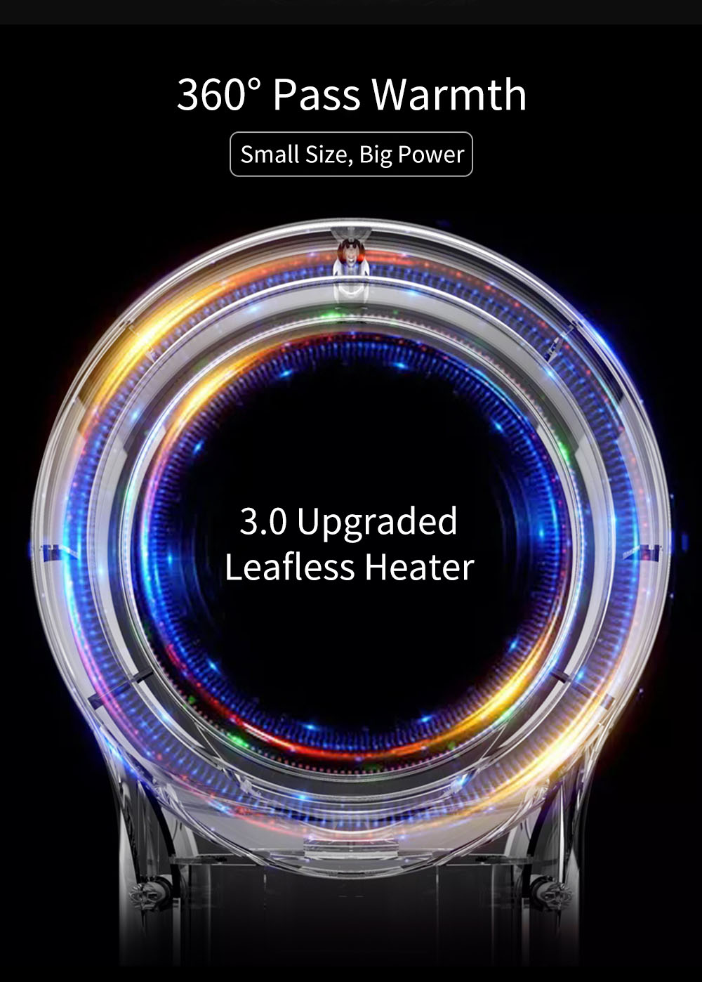 Mini Home 400W Leafless Heater Fan Desktop Anti-scalding Electric Warmer Bladeless Air Heating Winter Warmer Device