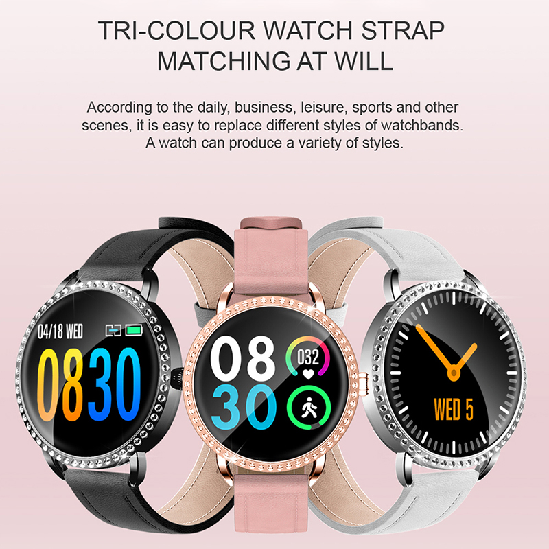 Bakeey H7 fréquence cardiaque pression artérielle moniteur d'oxygène mode femme cristal montre intelligente