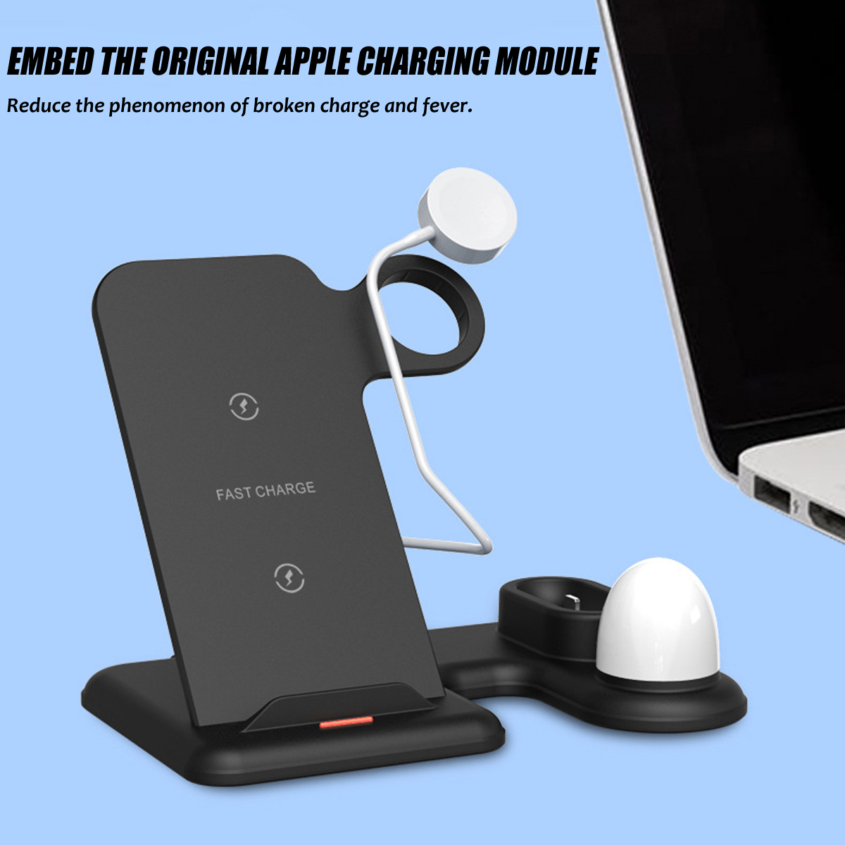 5 / 7.5 / 10w Qi Chargeur sans fil Support de charge rapide pour téléphone pour iPhone 11 XS X Apple Watch Apple AirPods
