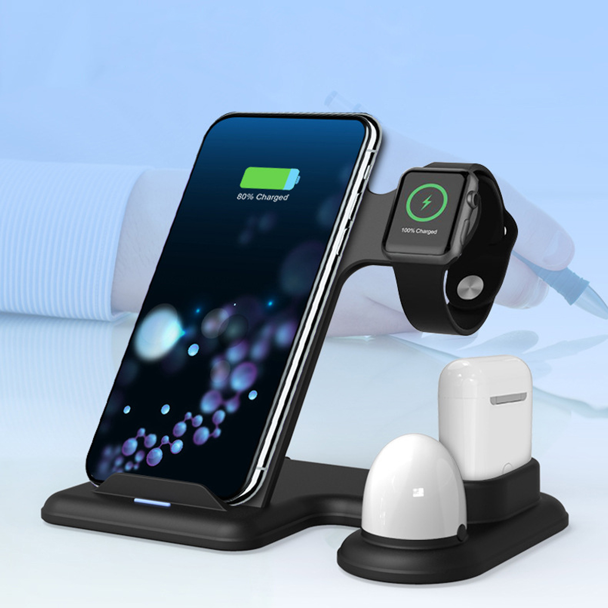 5 / 7.5 / 10w Qi Chargeur sans fil Support de charge rapide pour téléphone pour iPhone 11 XS X Apple Watch Apple AirPods
