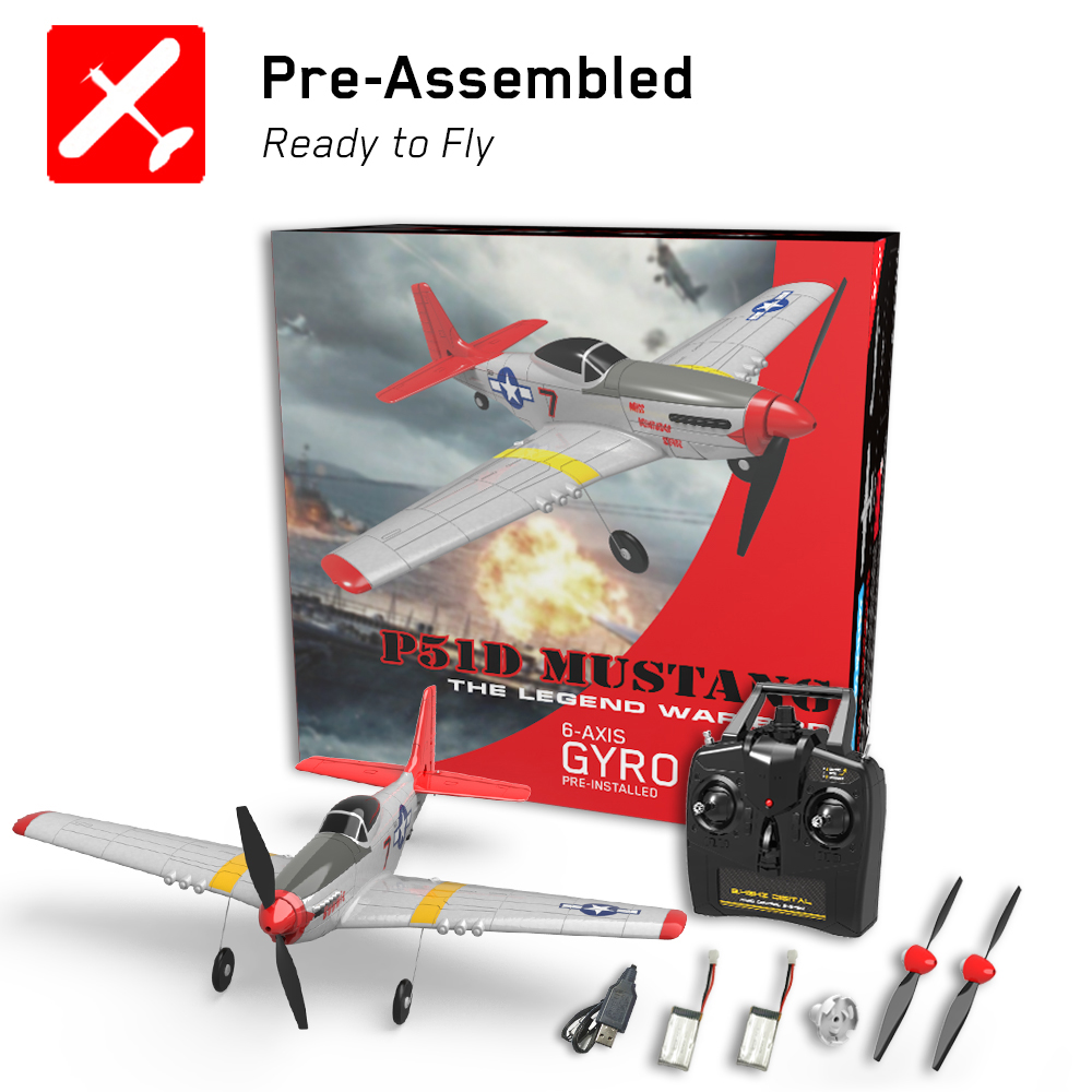 Eachine Mini Mustang P-51D EPP 400mm Wingspan 2.4G 6-Axis Gyro RC Airplane Trainer Fixed Wing RTF One Key Return for Beginner