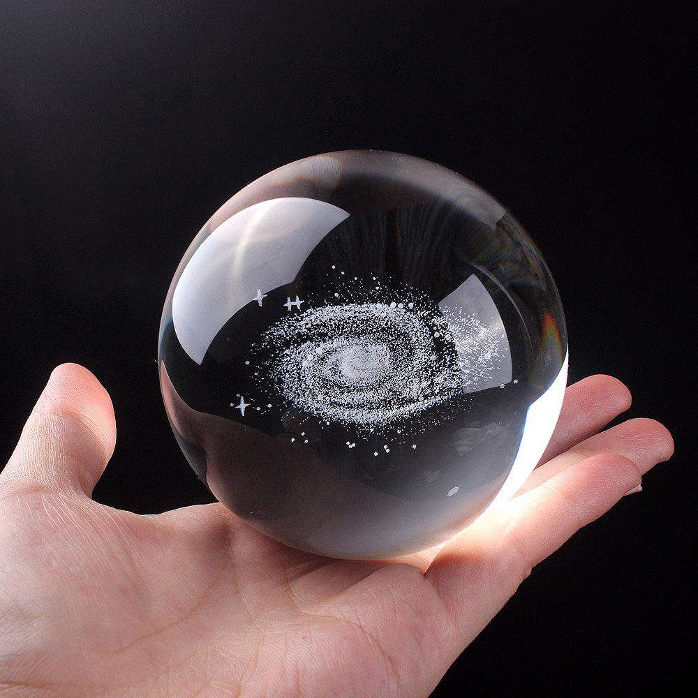 3D Laser Sculpture Galaxie Boule De Cristal Miniature Modèle Cristal Artisanat Boule Décorations Boule De Verre Décoration de La Maison Cadeau