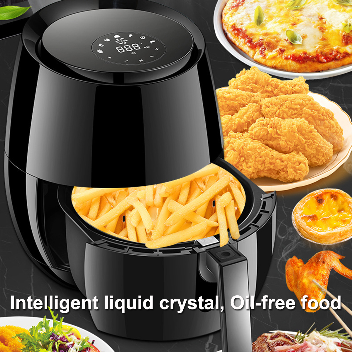 1400W 5.2L Multi-Purpose Eletric Deep Air Fryer Temperature Control Oil Free LCD Touch Screen