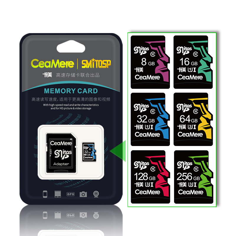 CEAMERE SMITOSP 32GB/64GB Tarjeta de memoria U1 Class10 Tarjeta TF de alta velocidad MP3 MP4 Almacenamiento de datos para teléfono móvil DVR Cámara Altavoz