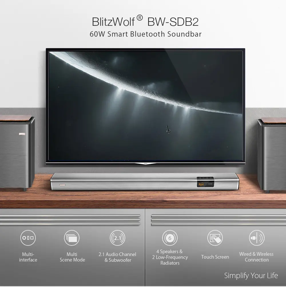Blitzwolf Bw Sdb2 60w Akilli Ses Cubugu 2 1 Ses Kanali 4 Hoparlor 1