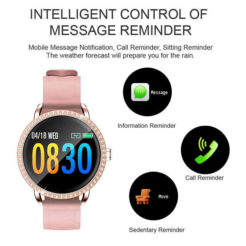 Bakeey H7 fréquence cardiaque pression artérielle moniteur d'oxygène mode femme cristal montre intelligente