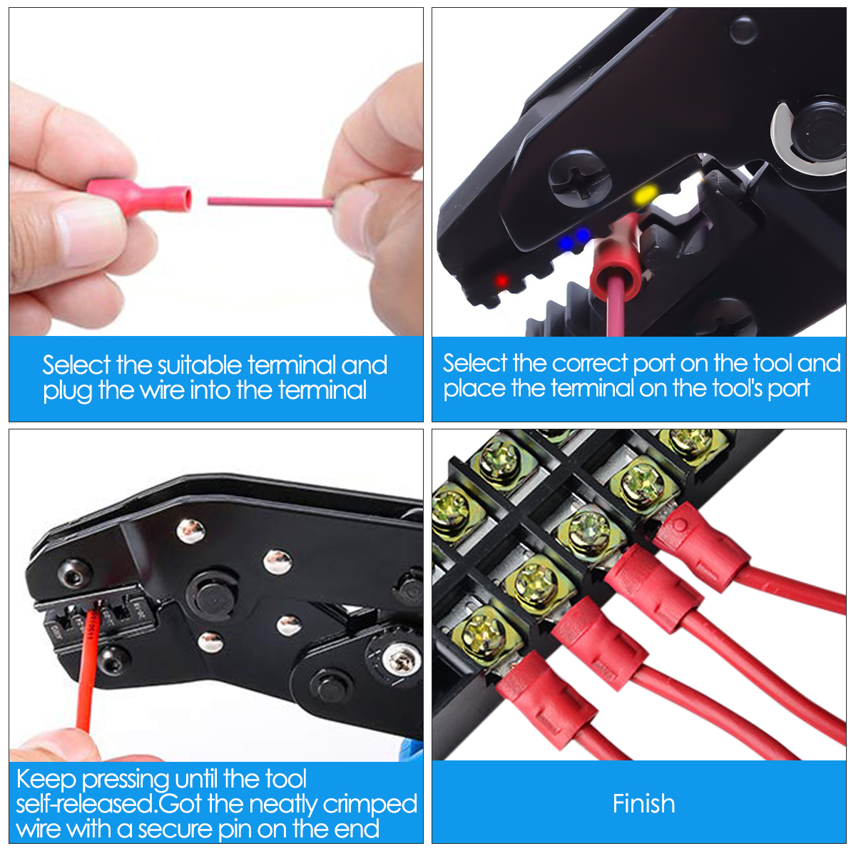 LIUMY Insulated Cable Terminals Crimping Pliers Cable Lugs Set with 700 Pieces Electrical Connectors Crimp Connectors Assortment 0.5 - 6 mm²