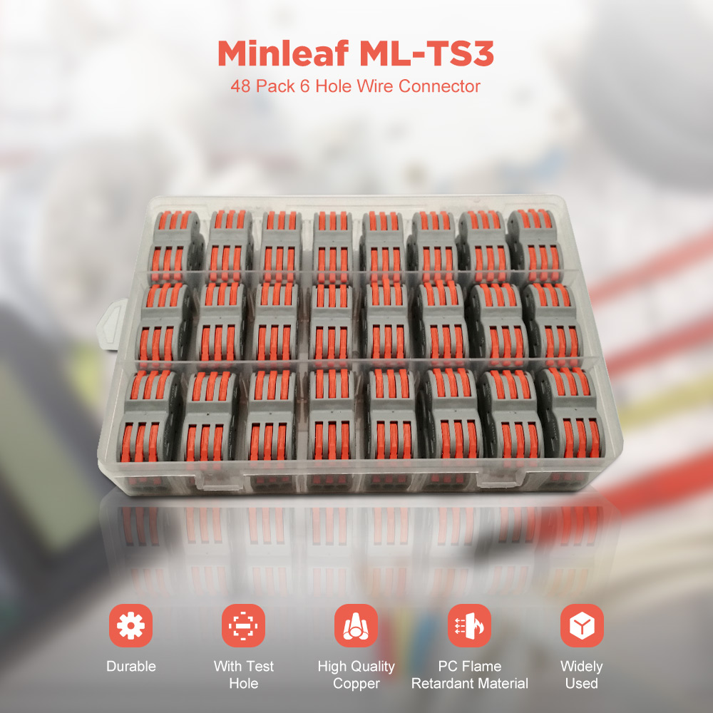 Minleaf 48Pcs Electrical Wiring Household 3PIN Docking Connector Electrical Connectors Wire Terminal Block Universal Electrical Wire Connector