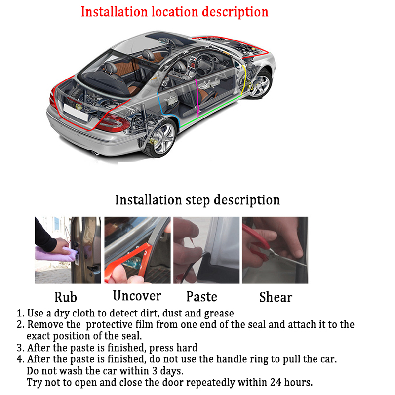 8 Pcs Car Door Dustproof Sealing Strip Noise Reduction For Tesla Model 3sx