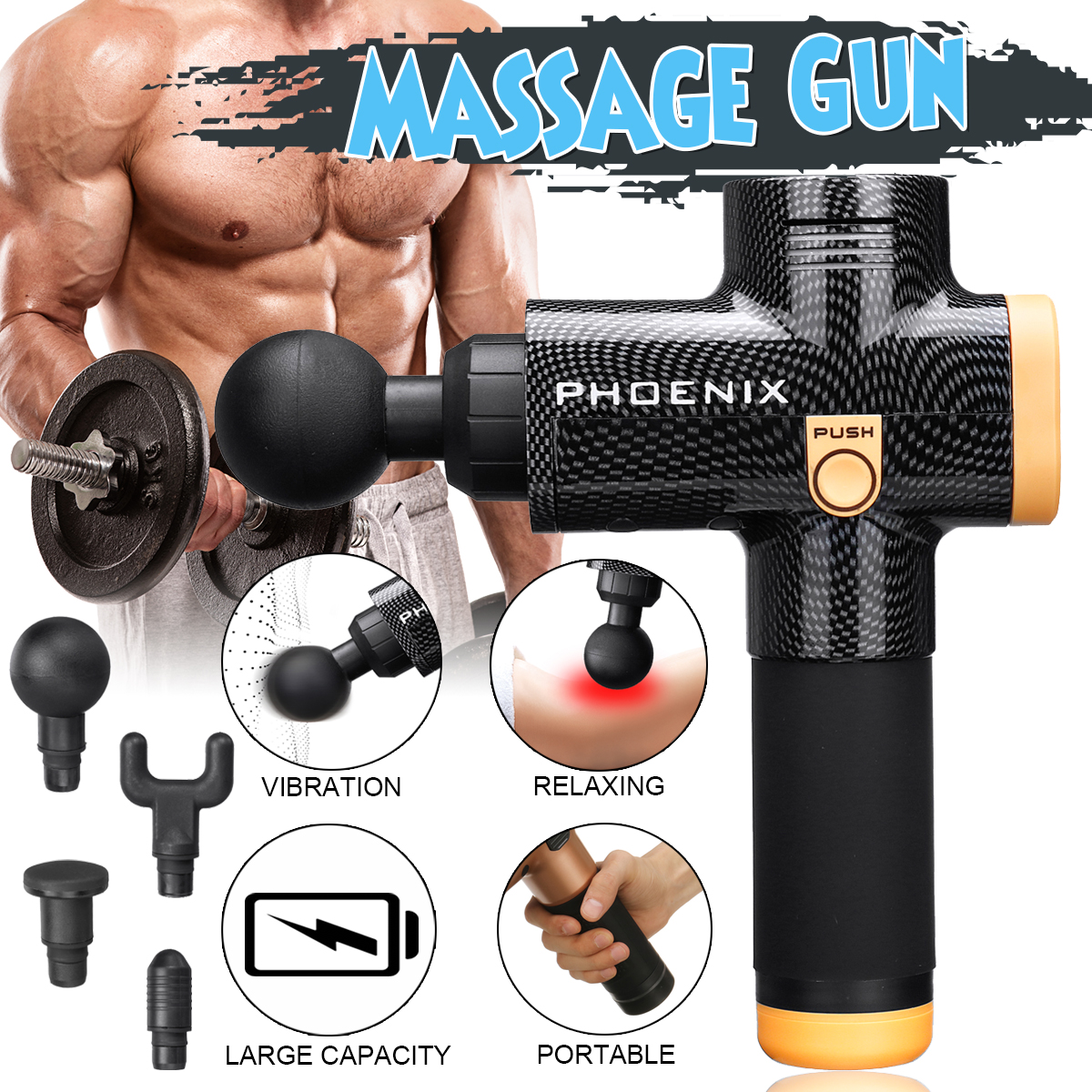 Appareil de thérapie par vibration musculaire profonde de Phoenix Percussion Massager!