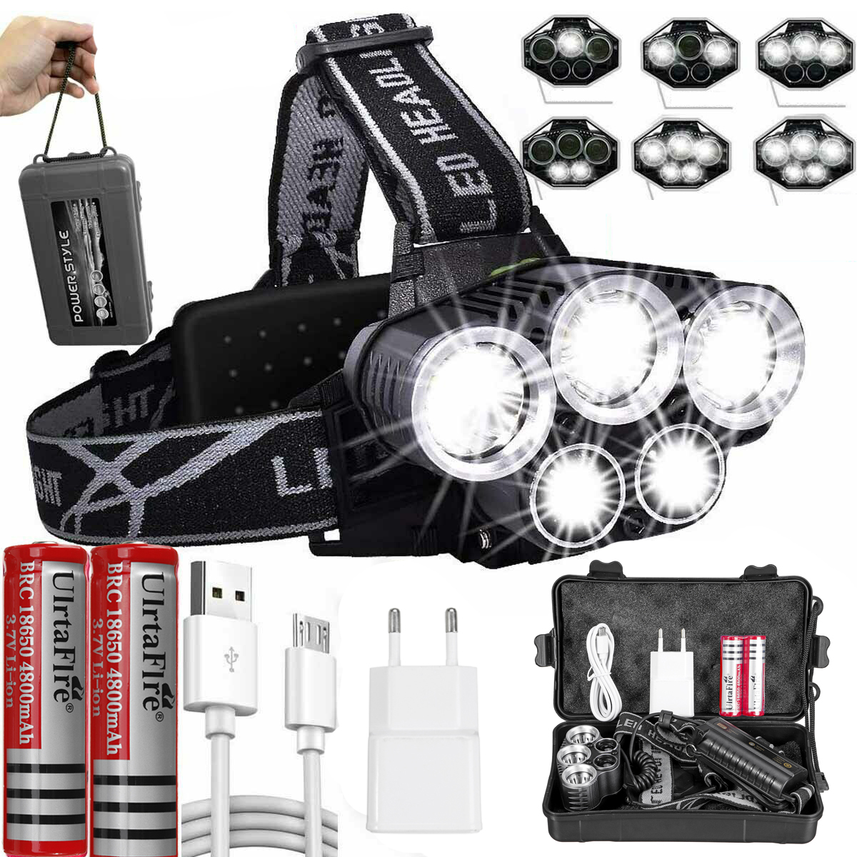 BIKIGHT 3400LM T6 + XPE LED Faro per bici ricaricabile 6 modalità Torcia campeggio Ciclismo Avviso notte lampada