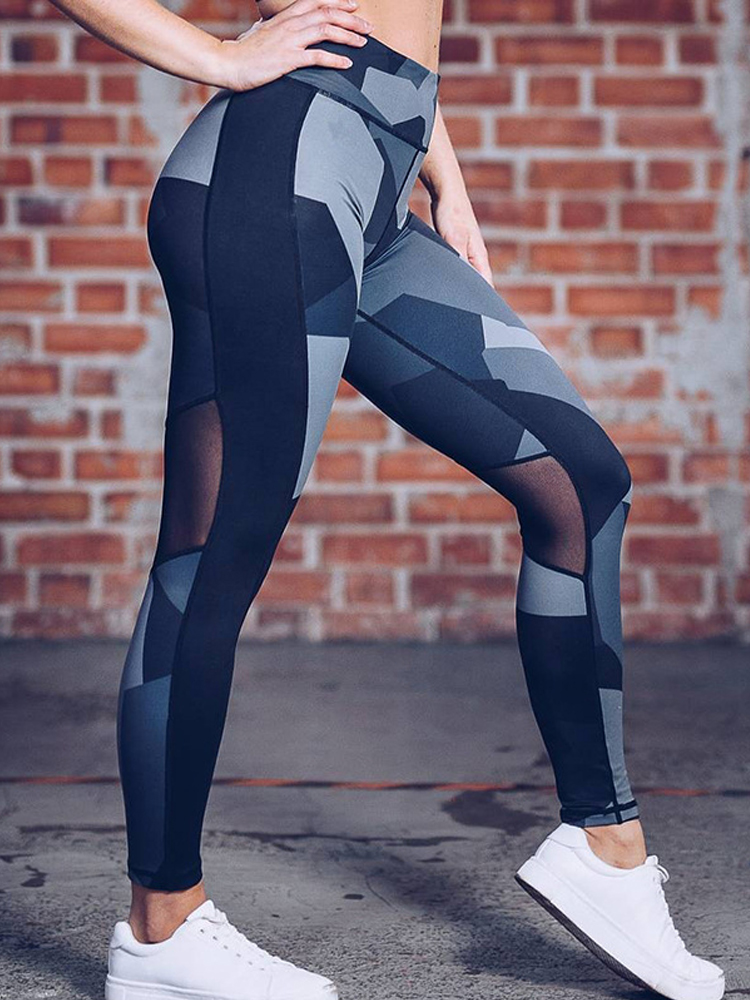 Femmes Casual Patchwork Printing Yoga Sport Running Leggings
