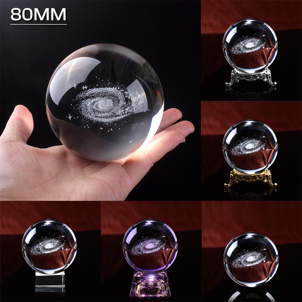 3D Laser Sculpture Galaxie Boule De Cristal Miniature Modèle Cristal Artisanat Boule Décorations Boule De Verre Décoration de La Maison Cadeau