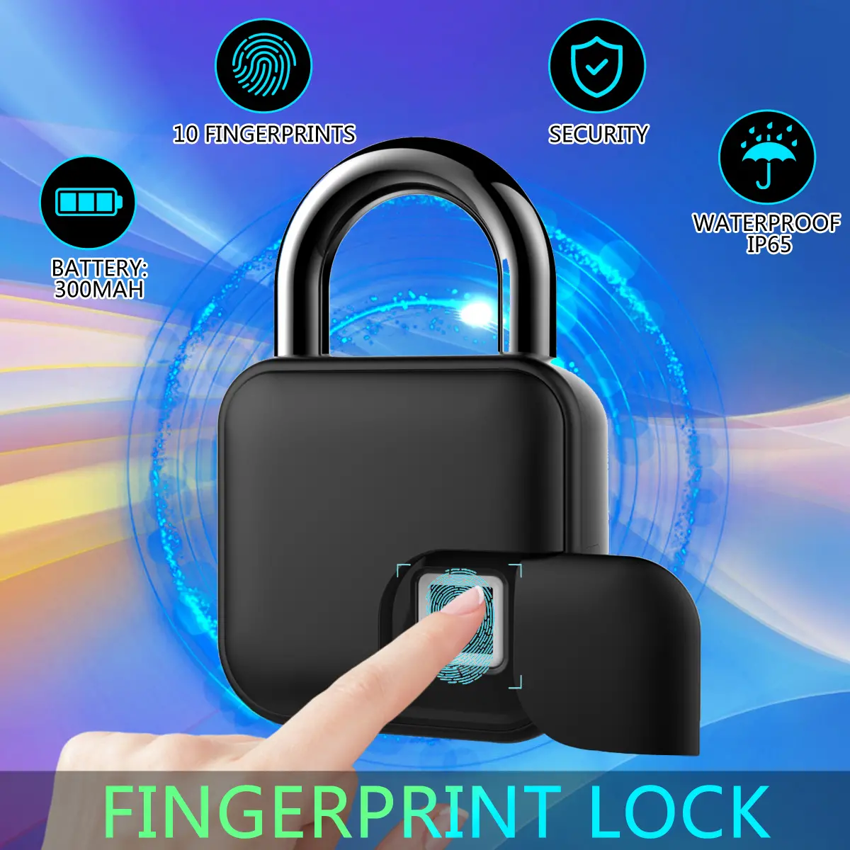 Anytek L3 Smart Fingerprint Lock Keys Padlock Door Motorcycle Anti-theft Lock Bike Bicycle Lock