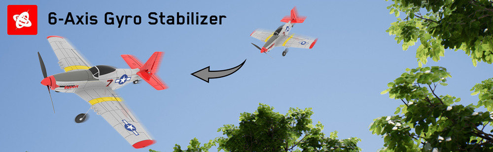 Eachine Mini Mustang P-51D EPP 400mm Wingspan 2.4G 6-Axis Gyro RC Airplane Trainer Fixed Wing RTF One Key Return for Beginner