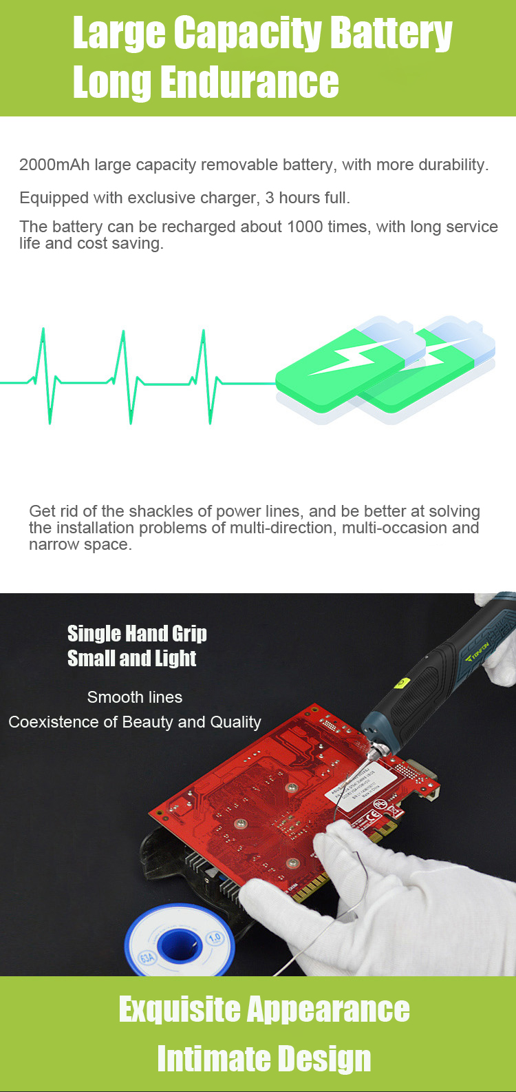 TONFON 450℃ 8W Cordless Electric Solder Iron Wireless Charging Soldering Iron