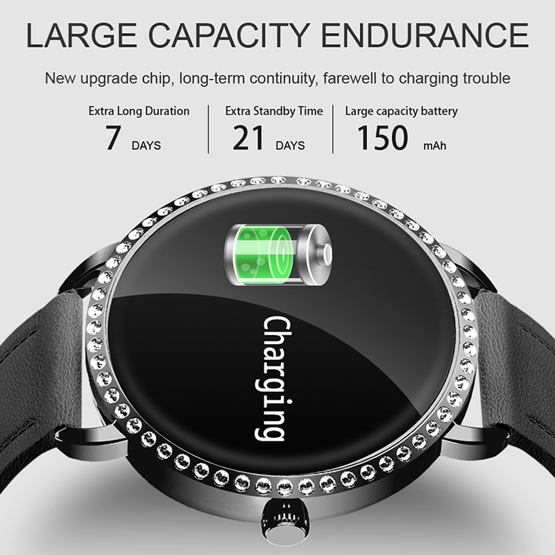 Bakeey H7 fréquence cardiaque pression artérielle moniteur d'oxygène mode femme cristal montre intelligente