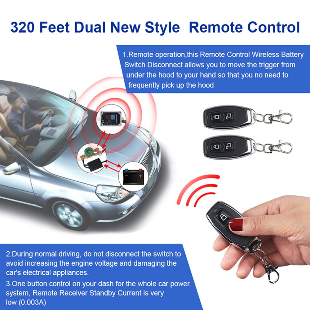 Wireless remoto Control 12V Car Batteria Disconnect Cut Off Isolator Master Switch Module con Voltmetro Display