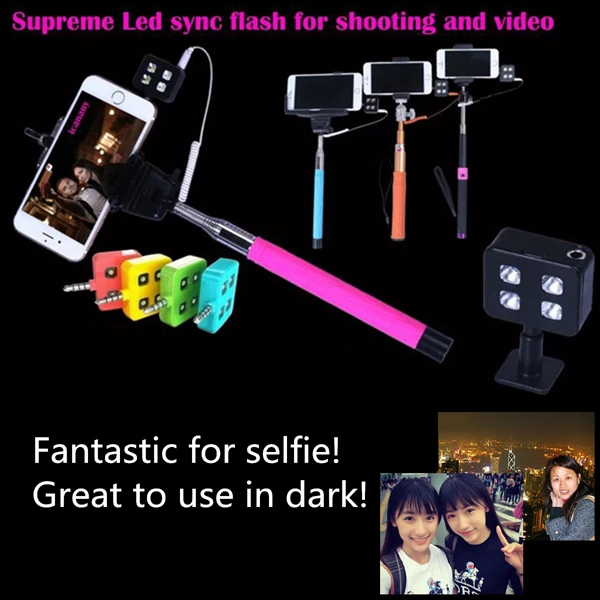 Taşınabilir 4 LED Geliştirme Flaş Dolgu Işığı iPhone için Evrensel Akıllı Telefon Selfie Çubuk Taşınabilir 4 LED Geliştirme Flaş Dolgu Işığı iPhone için Evrensel Akıllı Telefon Selfie Çubuk