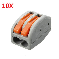 10pz Connessione Molla Leva Blocchi Elettrico Cavo Filo Newo 2-pin 32a Way