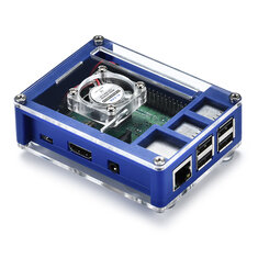 Custodia protettiva 3 in 1 blu ABS Enclosure + ventola di raffreddamento + kit dissipatore di calore per Raspberry Pi 3B + / 3B / 2B