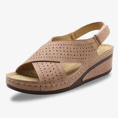 As mulheres cruzam Cinto Gancho Loop leve casual sandálias de cunha