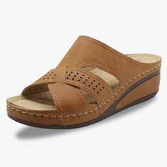 Frauen Hollow Out Open Toe Bequemer Sommer Casual Wedge Sandalen