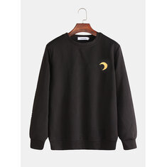 Męska bluza z długim rękawem i okrągłym dekoltem w jednolitym kolorze