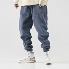 Mens Cord Vintage Jogger Pure Color elastische Bundhose