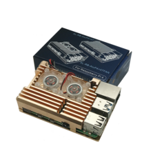 Goldene Armor aluminiumlegierung fall schutzhülle metallgehäuse mit dual fan für Raspberry Pi 4 nur Model B