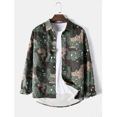 Camisas transpirables con estampado de camuflaje de algodón para hombre