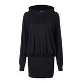 Women Plus Size Casual Hooded Batwing Sweatshirt