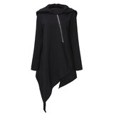 Lose Damen Langarm Reißverschluss Casual Unregelmäßiger Hem Sweatshirt