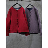 Vintage Vrouwen Lange Mouwen Solid Color Short Quilted Coat