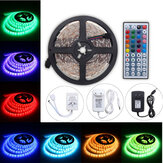 5M 24W RGB SMD5050 À prova d'água 300 LED Strip Light + 44 Key remoto 12V 2A Adaptador de energia Kit completo