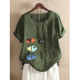 Zomer T-shirt met visprint