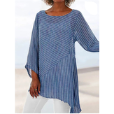 Original
Blusa con dobladillo irregular y costuras a rayas