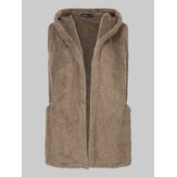 Frauen-Normallack-ärmellose Plüsch-mit Kapuze Weste-Mäntel