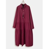 Original
Tallas grandes Color sólido Suelto Manga larga Casual Vestido