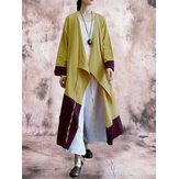 女性長袖カジュアルパッチワークカーディガン