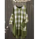 Original
Plus Size Plaid Patchwork Irregular Pocket Casual Vestido