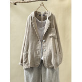 Women Casual Loose Turn-Down Collar Long Sleeve Button Coats