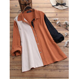 Original
Hit Color Patchwork Algodón Casual Camisas de manga larga