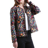 Ethnische Blumendruck Langarm Mäntel