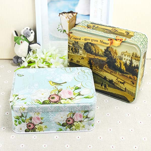 Rectangle Garden Rose Bird Tea Box Gift Jewelry Clamshell Box Container Storage